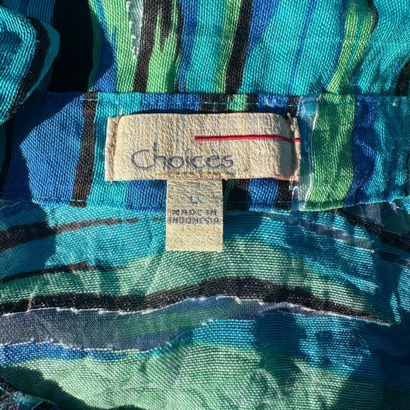 Choices Abstract Striped Sheer Button-Up Top - Women’s Large - Picture 3 of 7